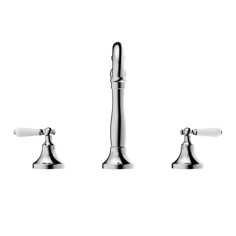 York Basin Set With White Porcelain Lever Chrome