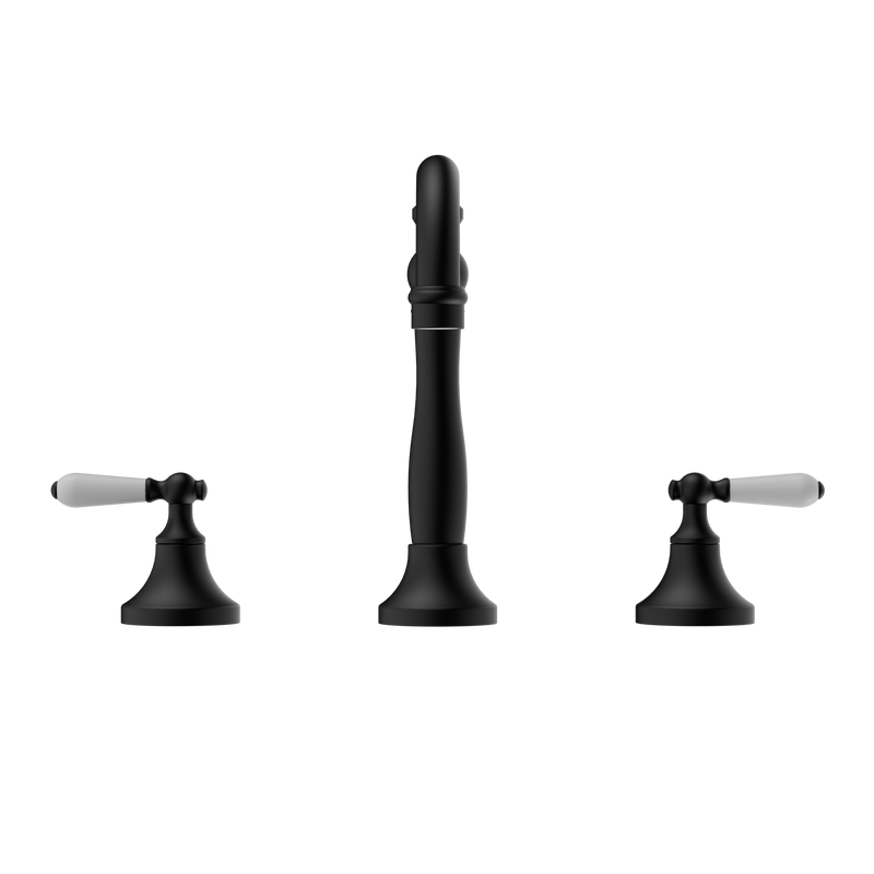 York Basin Set With White Porcelain Lever Matte Black