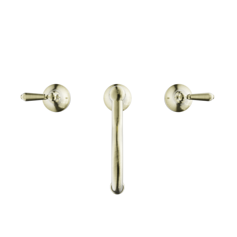 York Basin Set With Metal Lever Aged Brass