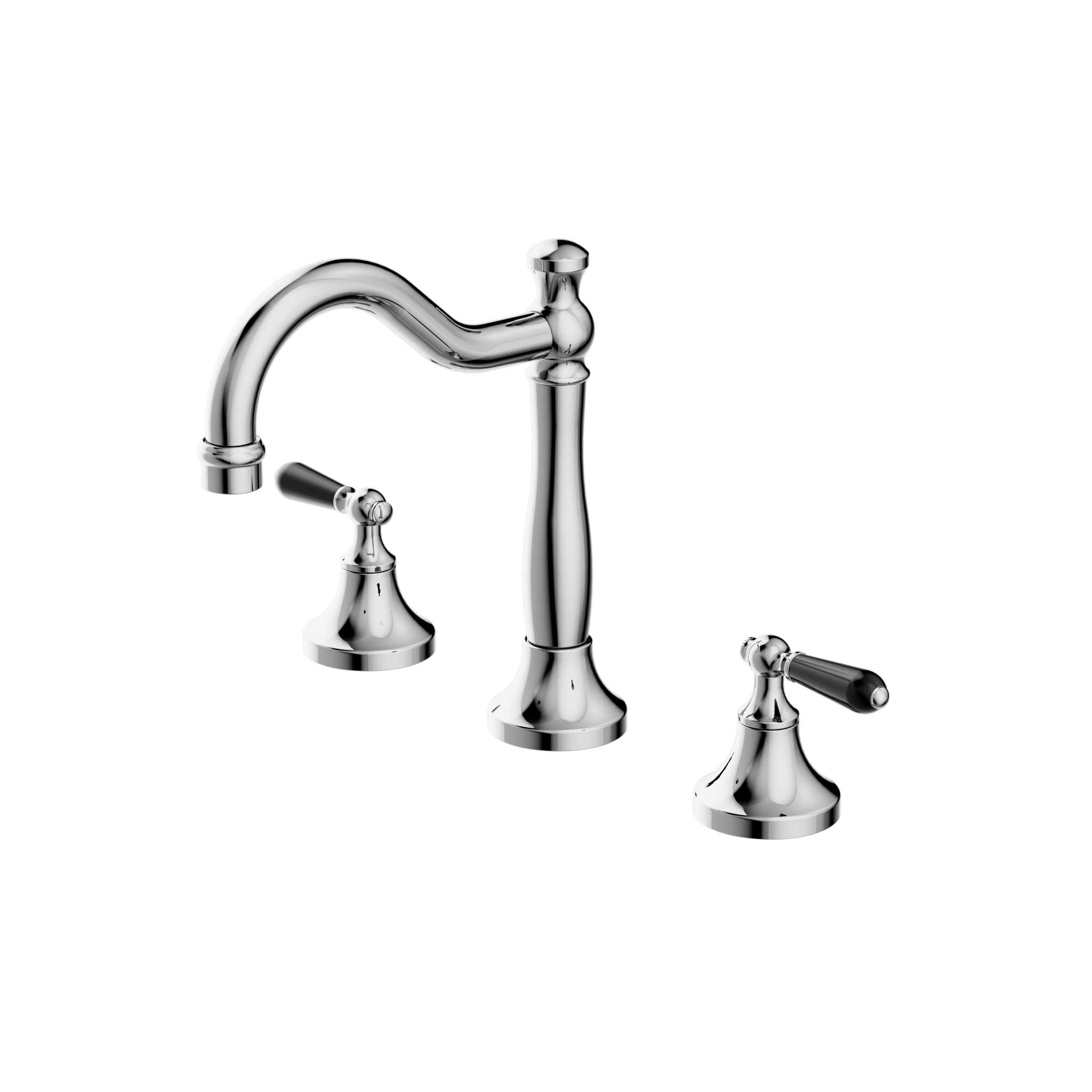 York Basin Set With Black Porcelain Lever Chrome