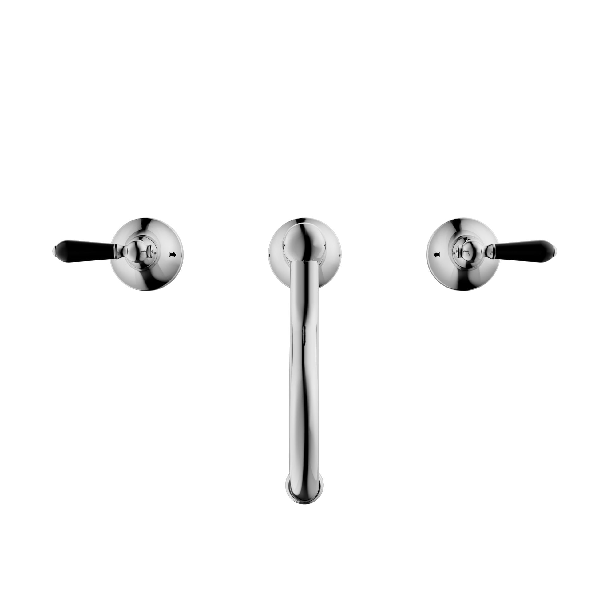 York Basin Set With Black Porcelain Lever Chrome