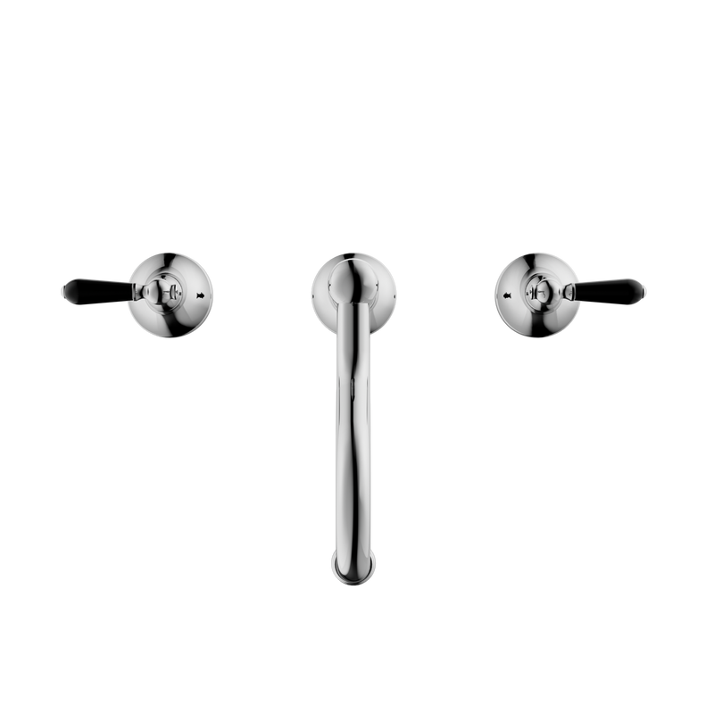 York Basin Set With Black Porcelain Lever Chrome