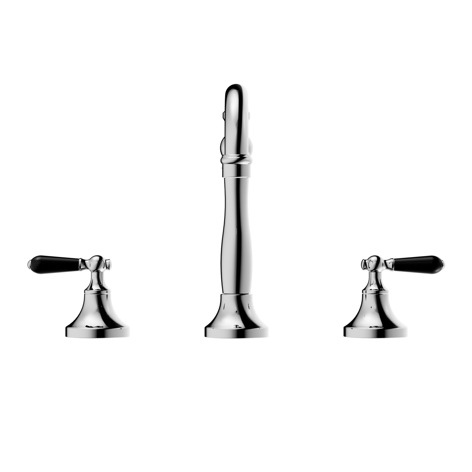 York Basin Set With Black Porcelain Lever Chrome