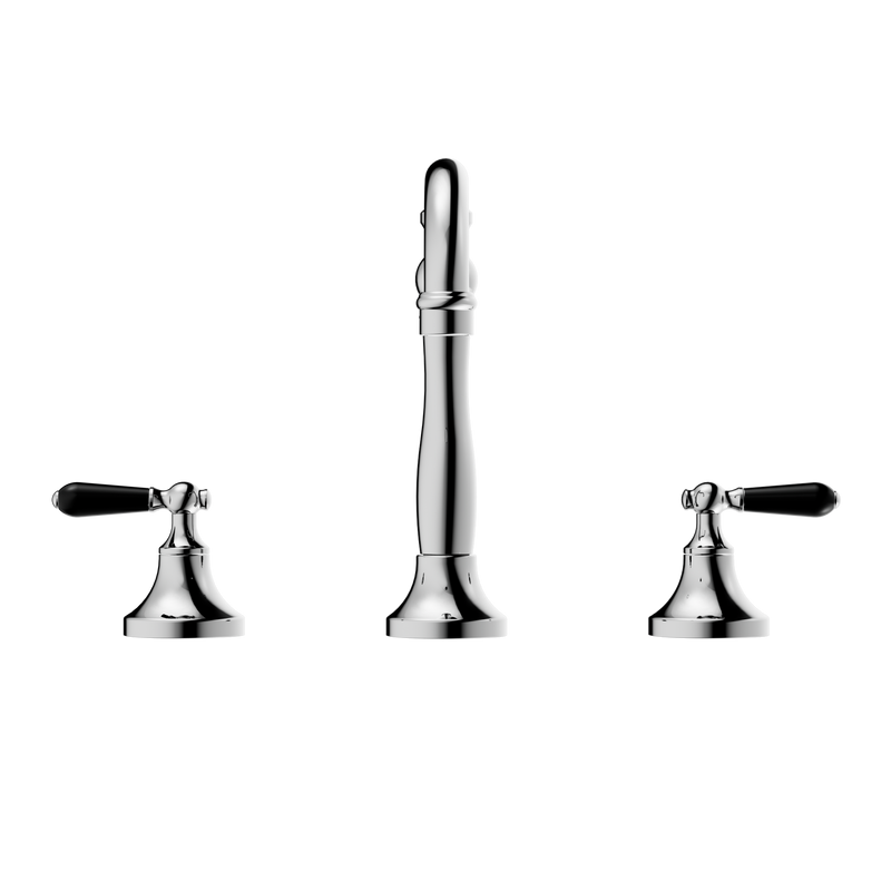 York Basin Set With Black Porcelain Lever Chrome