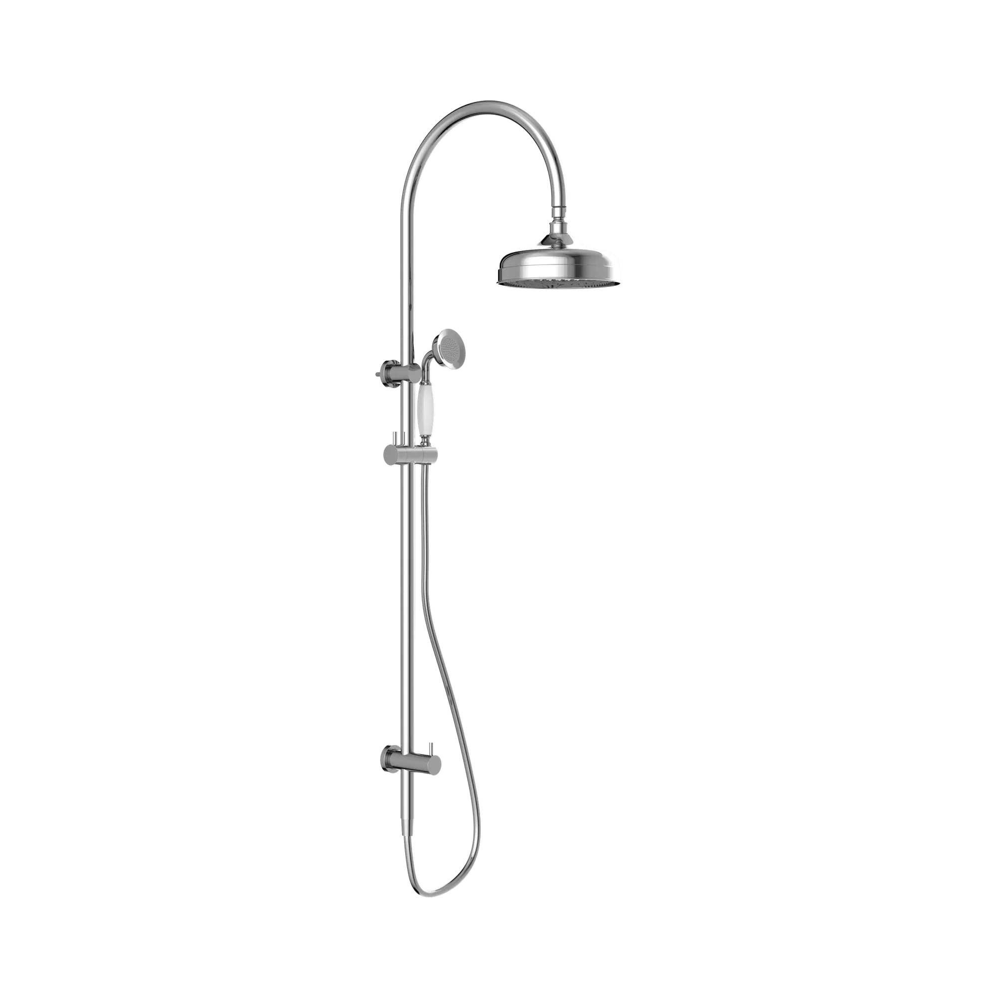 York Twin Shower With White Porcelain Hand Shower Chrome