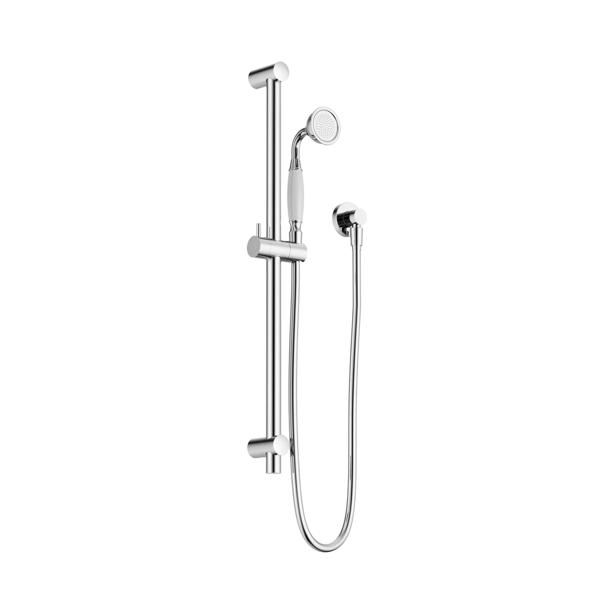 York Shower Rail With White Porcelain Hand Shower Chrome