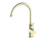 York Kitchen Mixer Gooseneck Spout With White Porcelain Lever Aged Brass