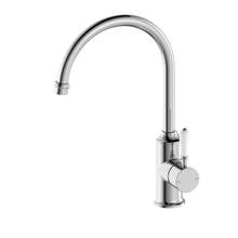 York Kitchen Mixer Gooseneck Spout With White Porcelain Lever Chrome