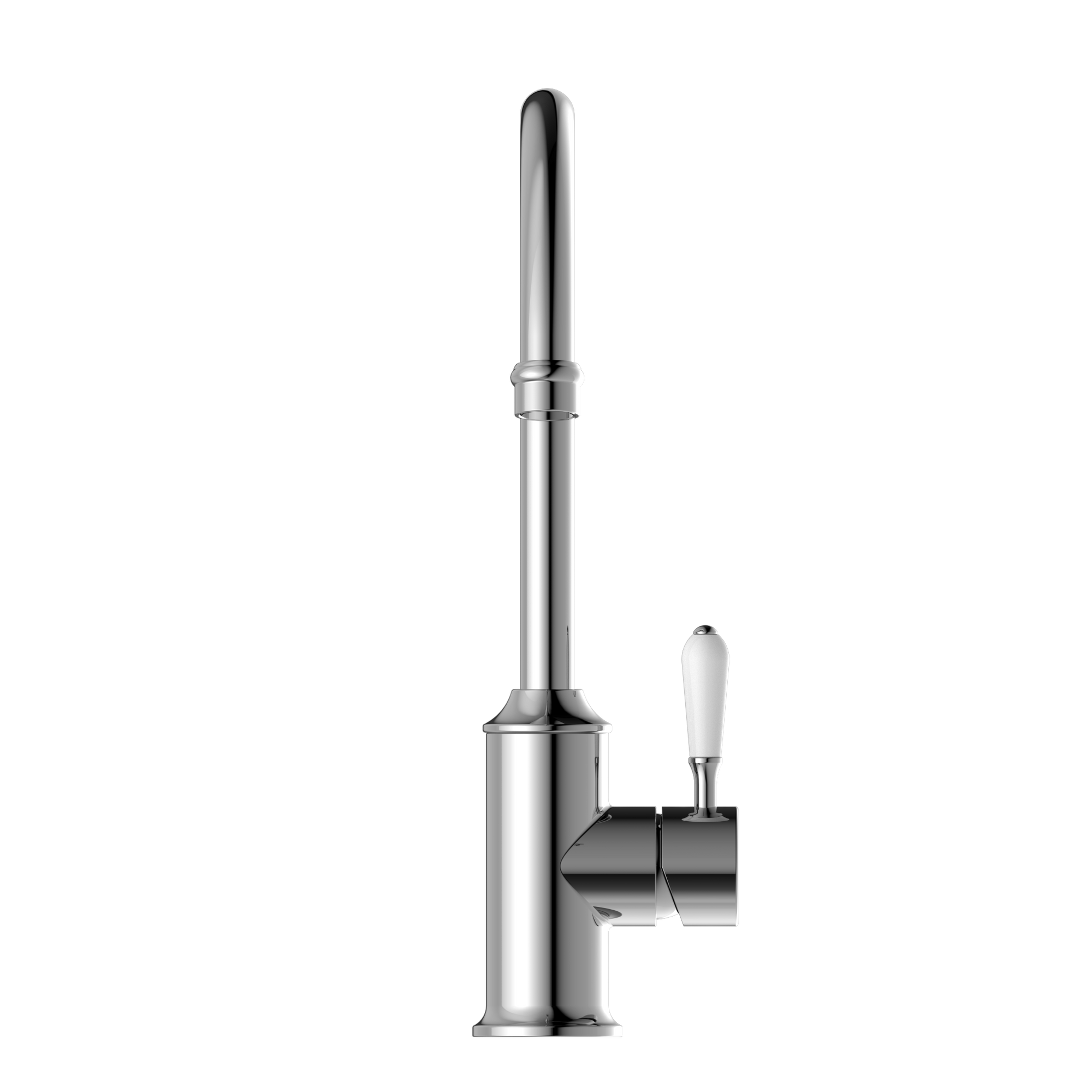 York Kitchen Mixer Gooseneck Spout With White Porcelain Lever Chrome