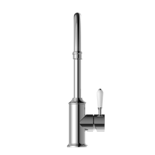York Kitchen Mixer Gooseneck Spout With White Porcelain Lever Chrome