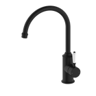 York Kitchen Mixer Gooseneck Spout With White Porcelain Lever Matte Black