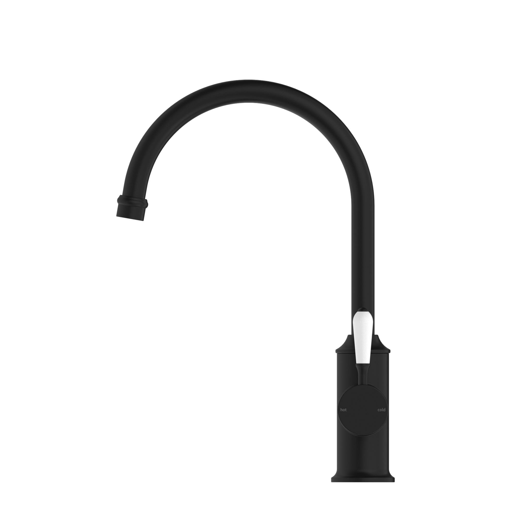 York Kitchen Mixer Gooseneck Spout With White Porcelain Lever Matte Black