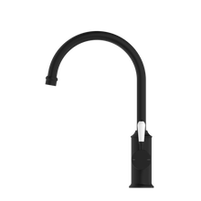 York Kitchen Mixer Gooseneck Spout With White Porcelain Lever Matte Black