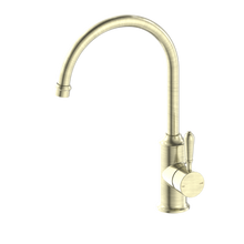 York Kitchen Mixer Gooseneck Spout With Metal Lever Aged Brass