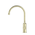 York Kitchen Mixer Gooseneck Spout With Metal Lever Aged Brass