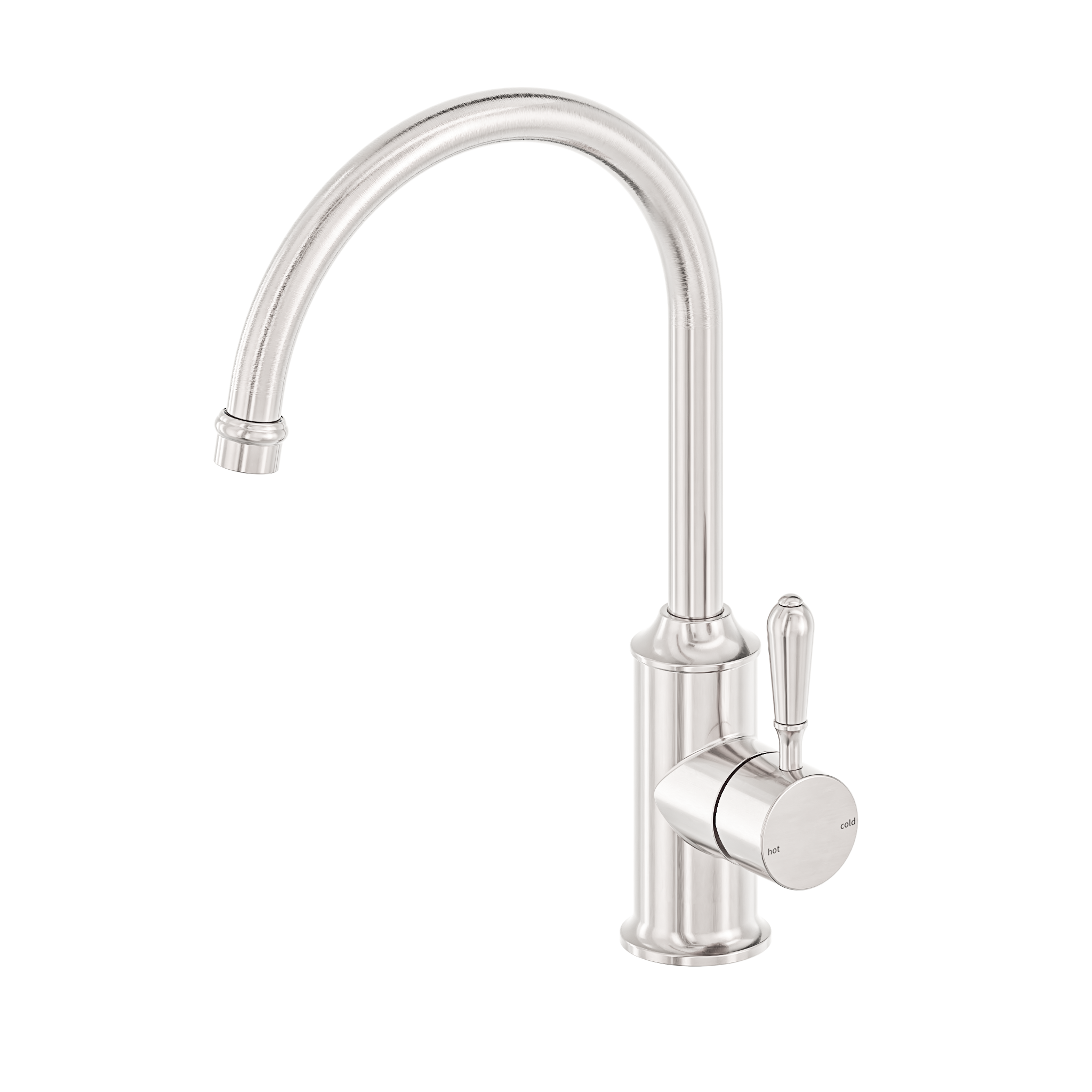 York Kitchen Mixer Gooseneck Spout With Metal Lever Brushed Nickel