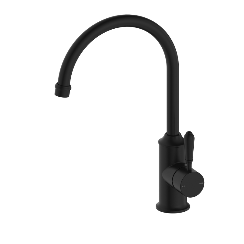 York Kitchen Mixer Gooseneck Spout With Metal Lever Matte Black