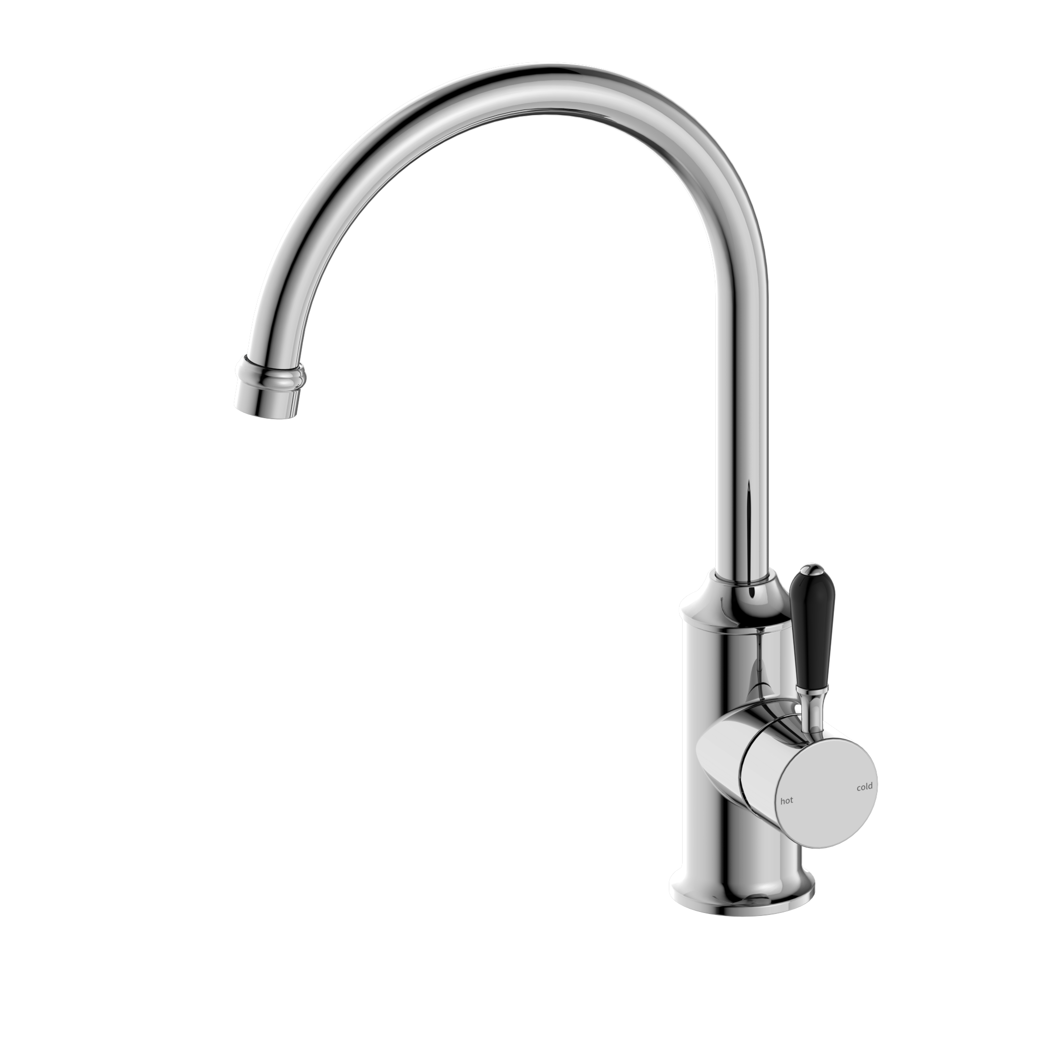 York Kitchen Mixer Gooseneck Spout With Black Porcelain Lever Chrome