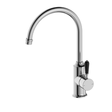 York Kitchen Mixer Gooseneck Spout With Black Porcelain Lever Chrome