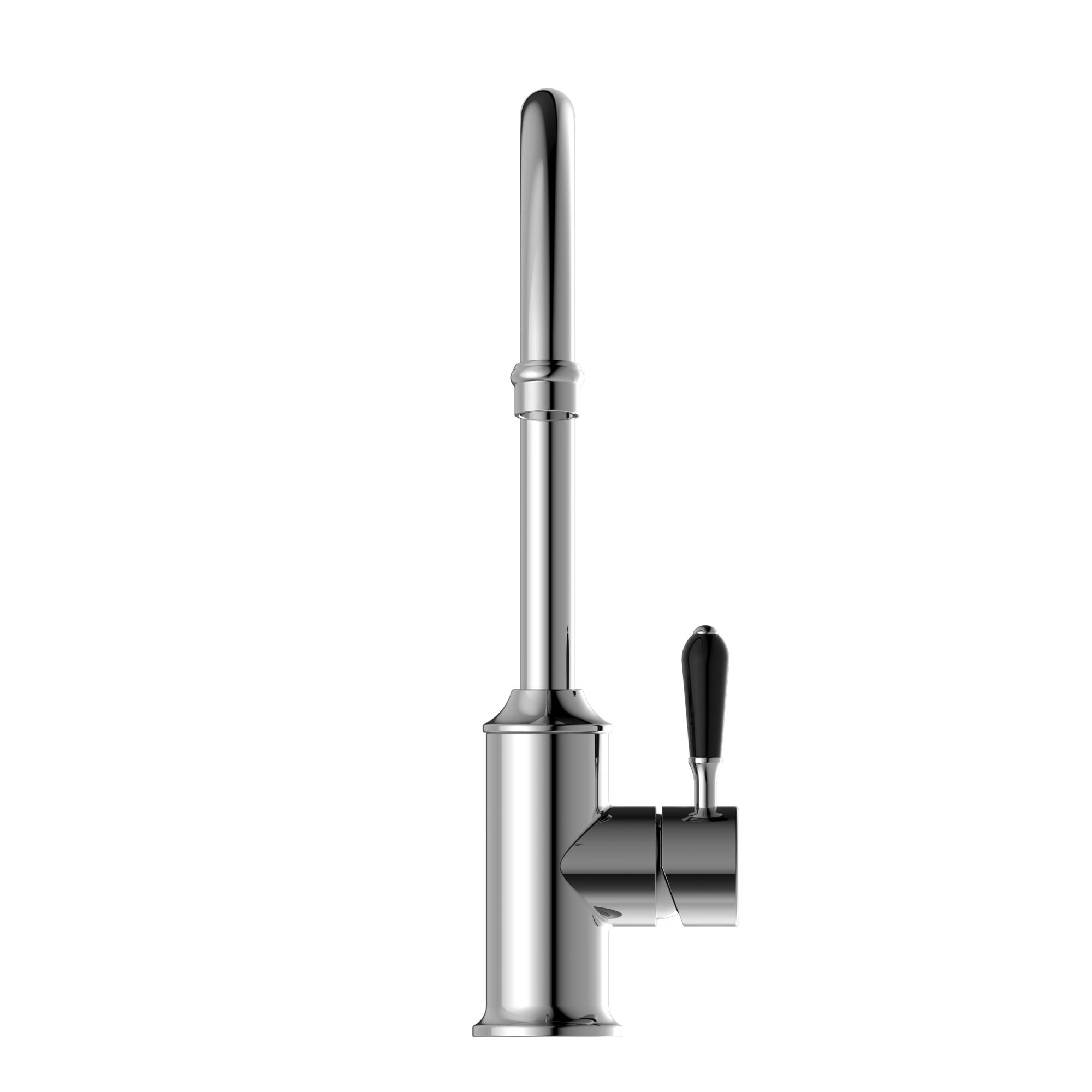 York Kitchen Mixer Gooseneck Spout With Black Porcelain Lever Chrome