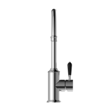 York Kitchen Mixer Gooseneck Spout With Black Porcelain Lever Chrome