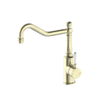 York Kitchen Mixer Hook Spout With White Porcelain Lever Aged Brass