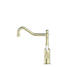 York Kitchen Mixer Hook Spout With White Porcelain Lever Aged Brass
