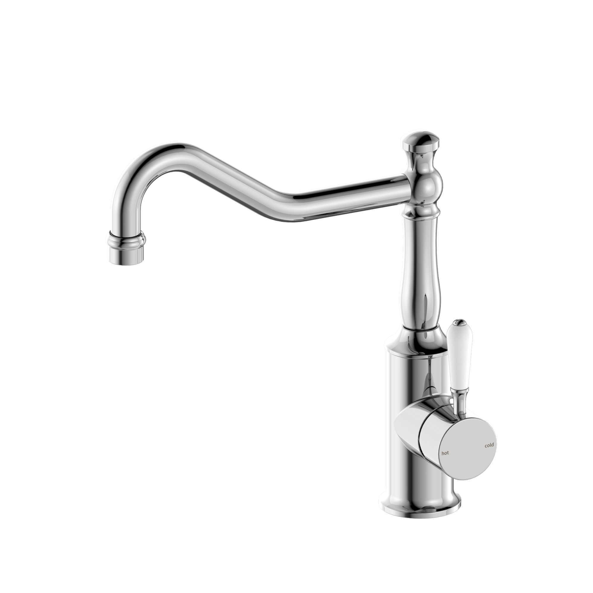 York Kitchen Mixer Hook Spout With White Porcelain Lever Chrome