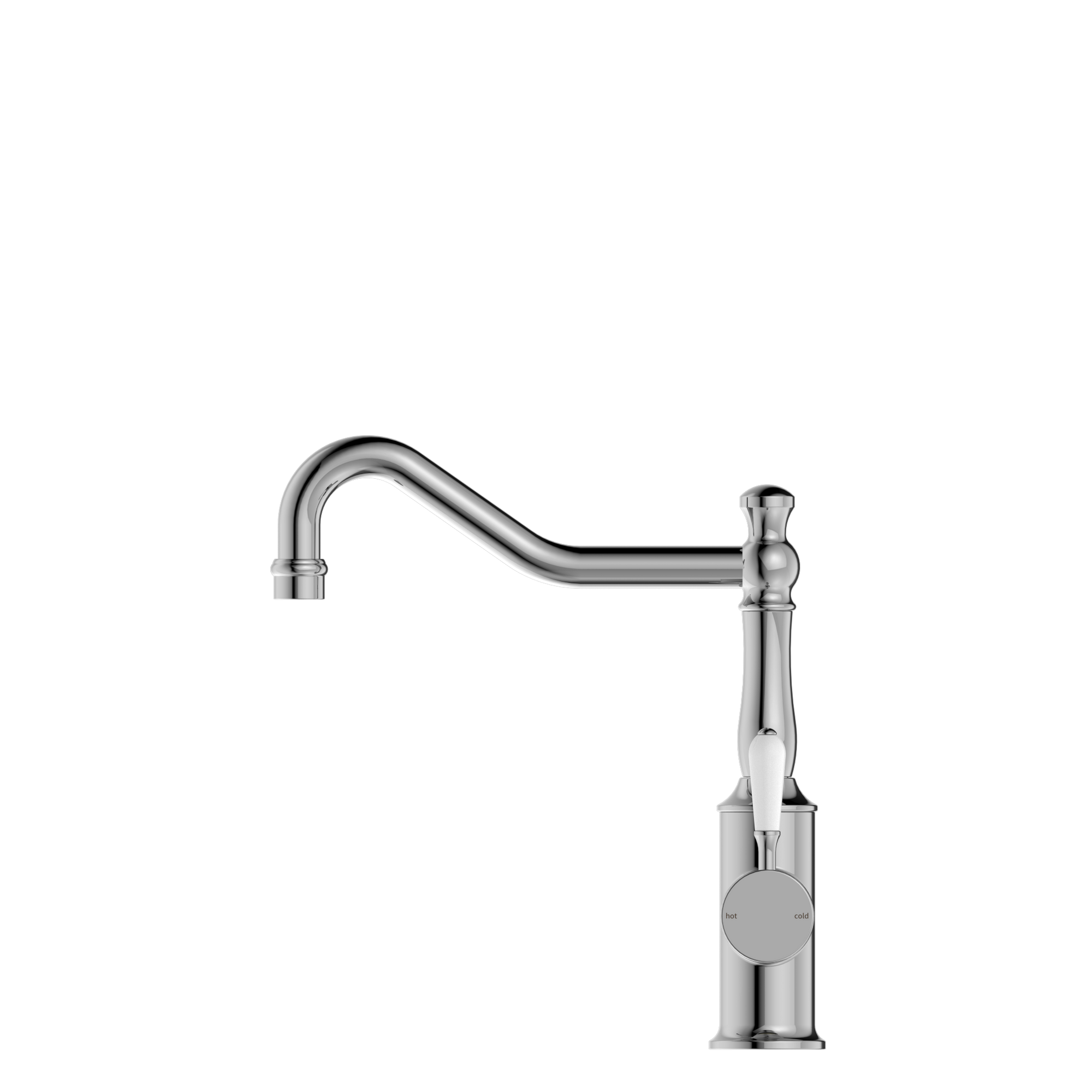 York Kitchen Mixer Hook Spout With White Porcelain Lever Chrome