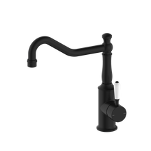 York Kitchen Mixer Hook Spout With White Porcelain Lever Matte Black