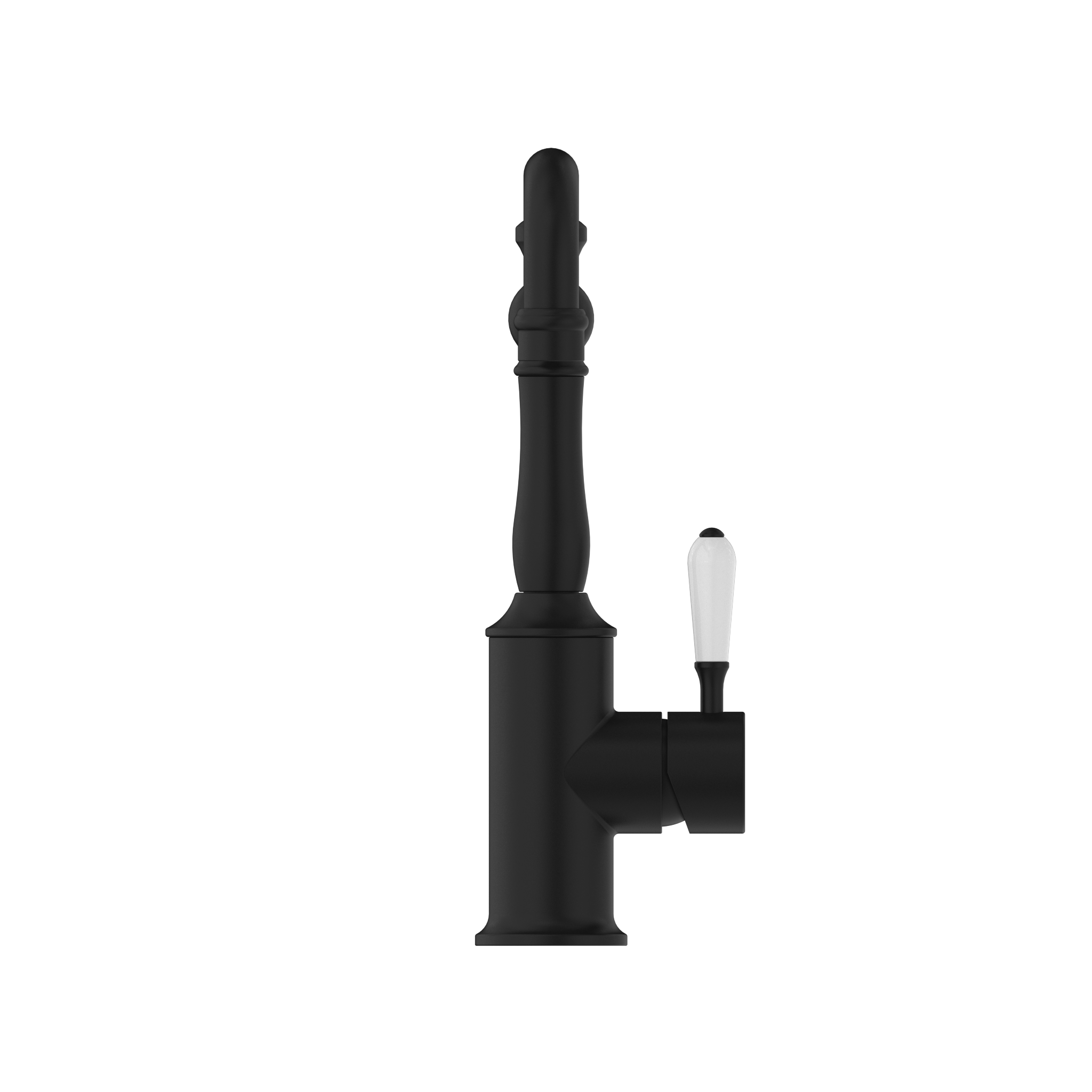 York Kitchen Mixer Hook Spout With White Porcelain Lever Matte Black