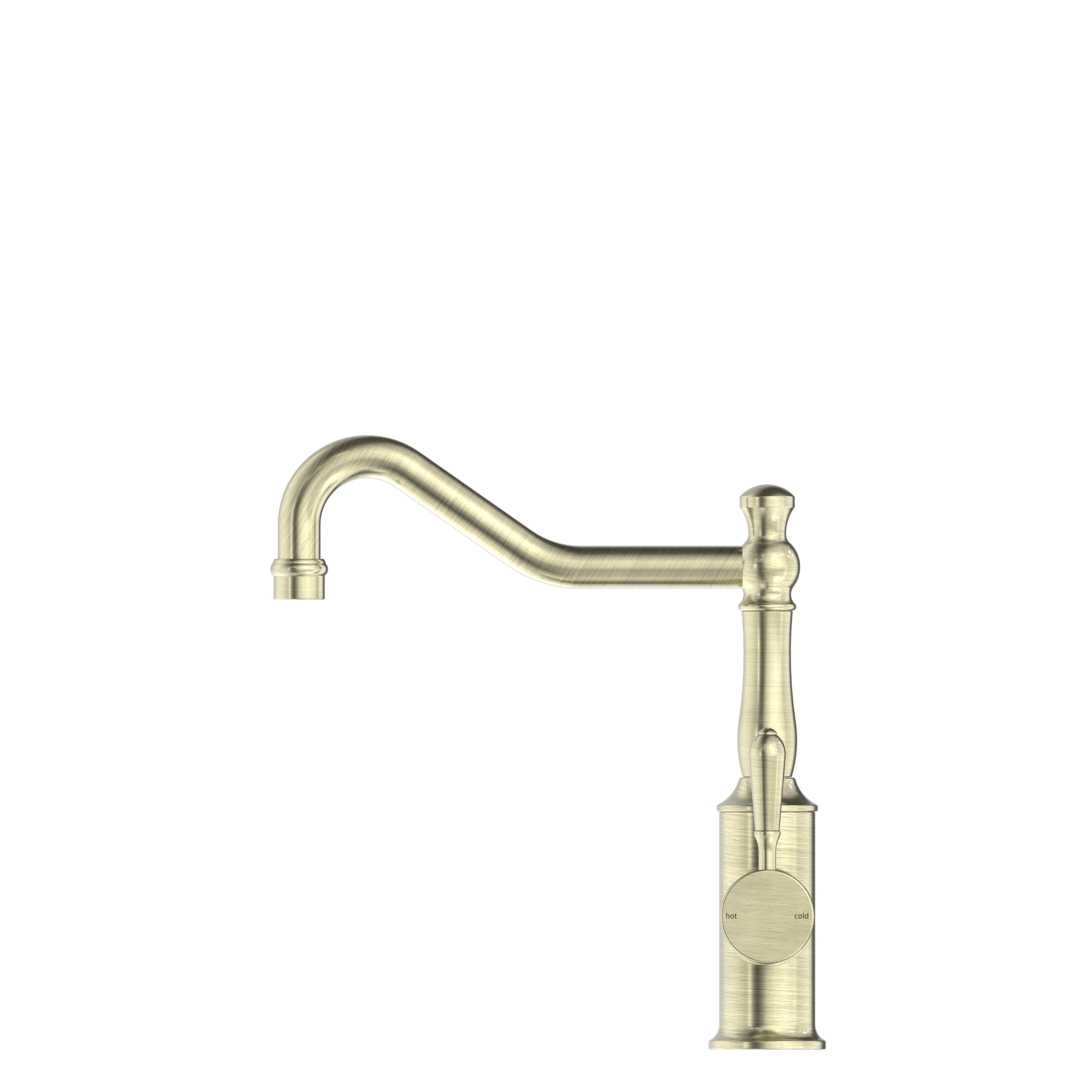 York Kitchen Mixer Hook Spout With Metal Lever Aged Brass