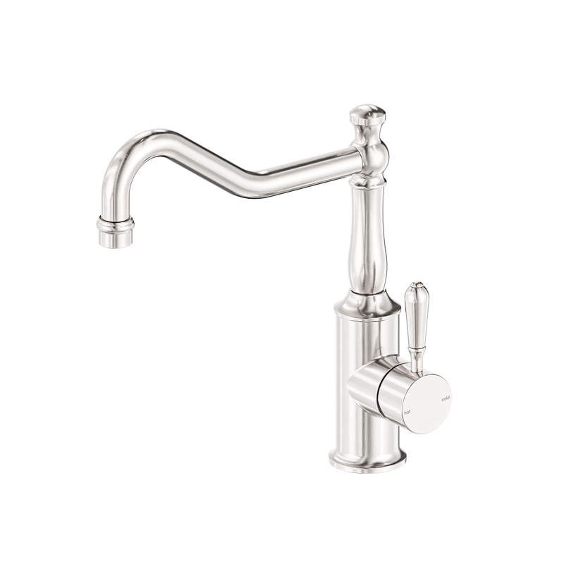 York Kitchen Mixer Hook Spout With Metal Lever Brushed Nickel