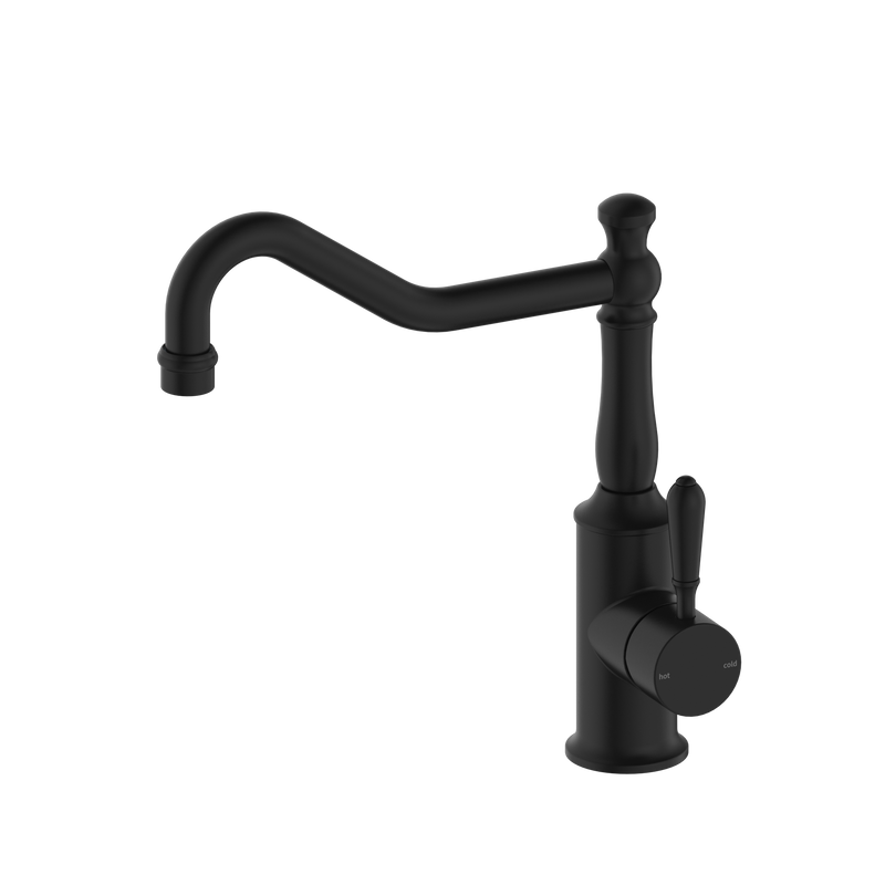 York Kitchen Mixer Hook Spout With Metal Lever Matte Black