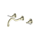 York Wall Basin Set With White Porcelain Lever Aged Brass
