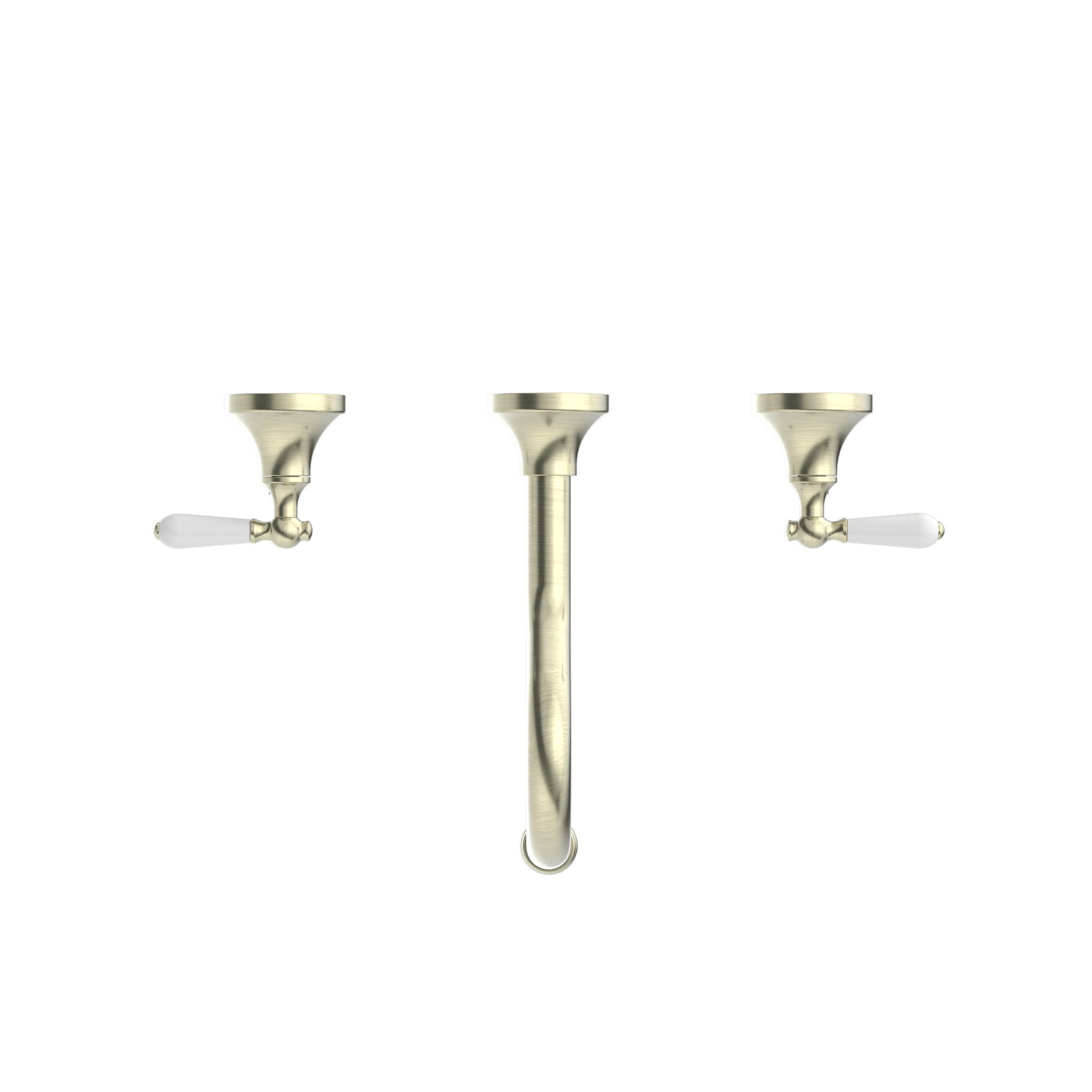 York Wall Basin Set With White Porcelain Lever Aged Brass