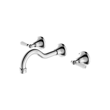 York Wall Basin Set With White Porcelain Lever Chrome
