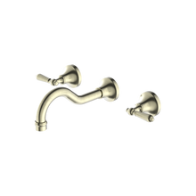 York Wall Basin Set With Metal Lever Aged Brass