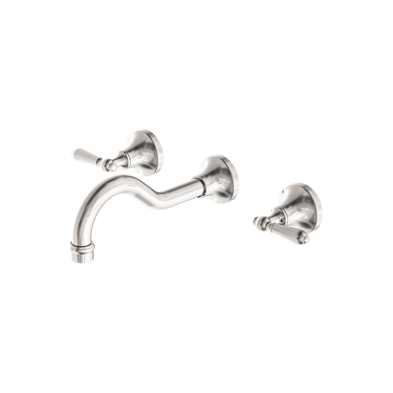York Wall Basin Set With Metal Lever Brushed Nickel