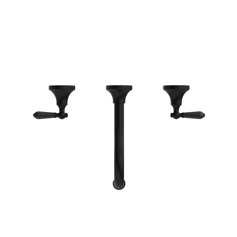 York Wall Basin Set With Metal Lever Matte Black