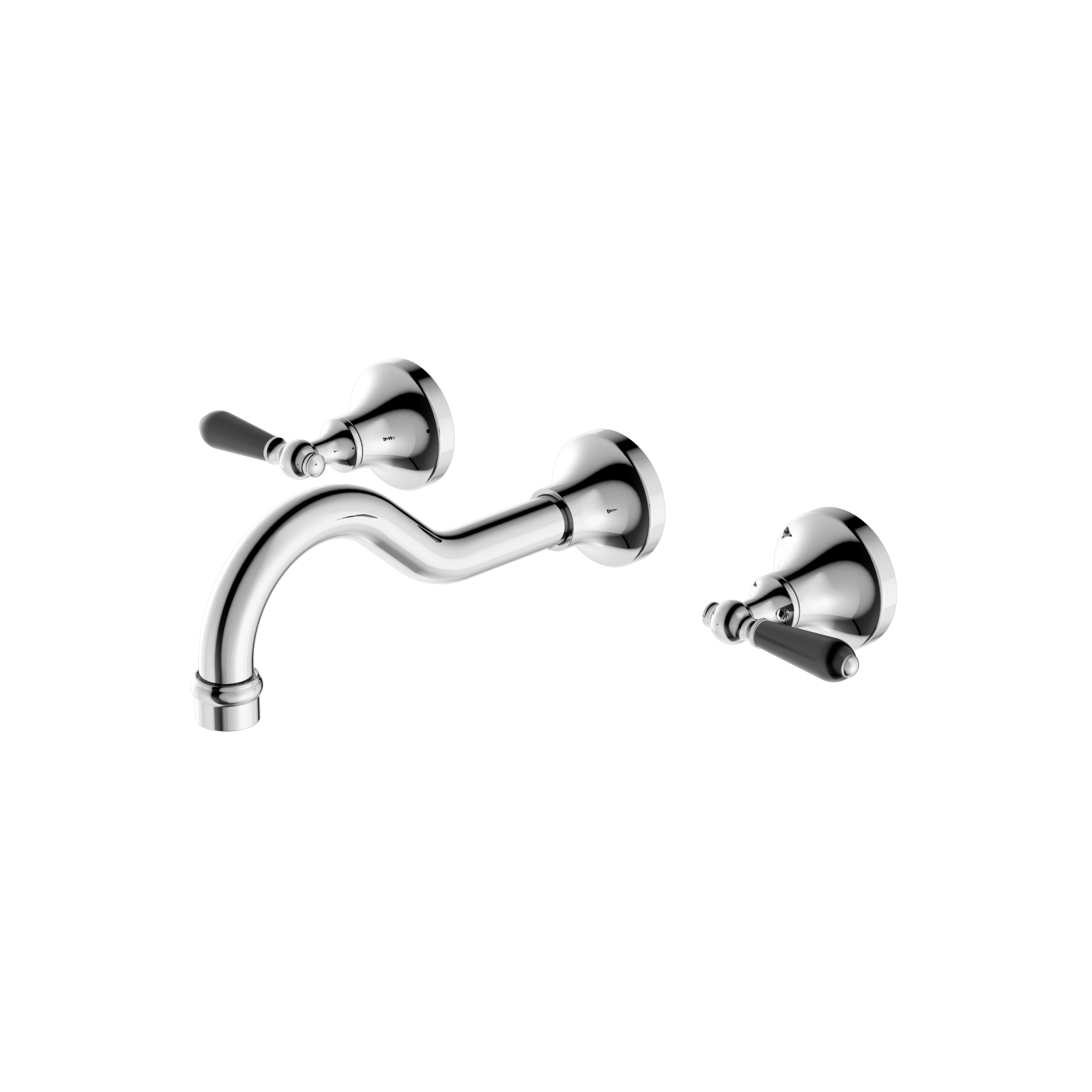 York Wall Basin Set With Black Porcelain Lever Chrome