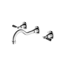 York Wall Basin Set With Black Porcelain Lever Chrome