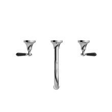 York Wall Basin Set With Black Porcelain Lever Chrome