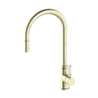 York Pull Out Sink Mixer With Vegie Spray Function With White Porcelain Lever Aged Brass
