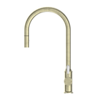 York Pull Out Sink Mixer With Vegie Spray Function With White Porcelain Lever Aged Brass