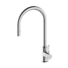 York Pull Out Sink Mixer With Vegie Spray Function With White Porcelain Lever Chrome