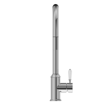 York Pull Out Sink Mixer With Vegie Spray Function With White Porcelain Lever Chrome