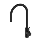 York Pull Out Sink Mixer With Vegie Spray Function With White Porcelain Lever Matte Black