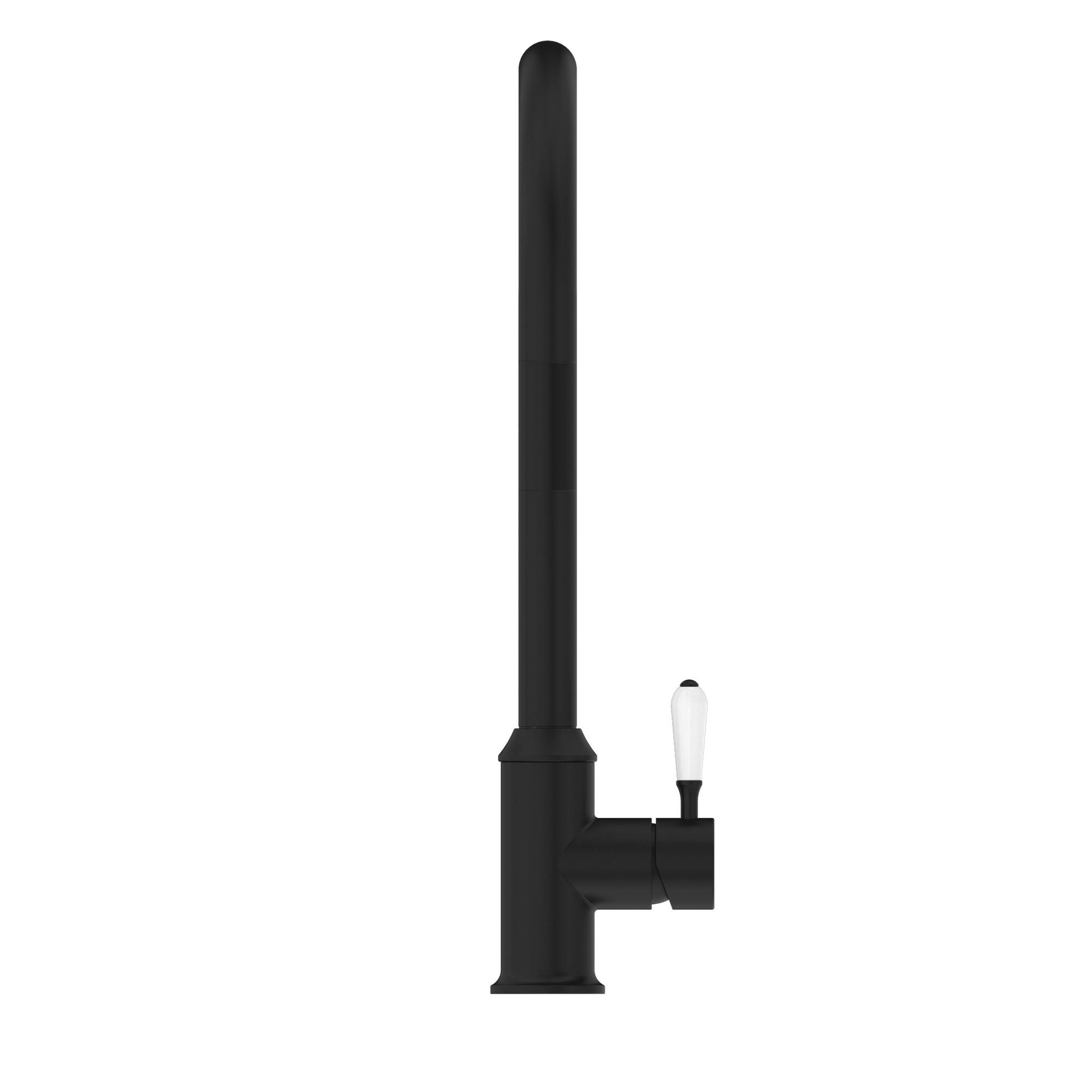York Pull Out Sink Mixer With Vegie Spray Function With White Porcelain Lever Matte Black