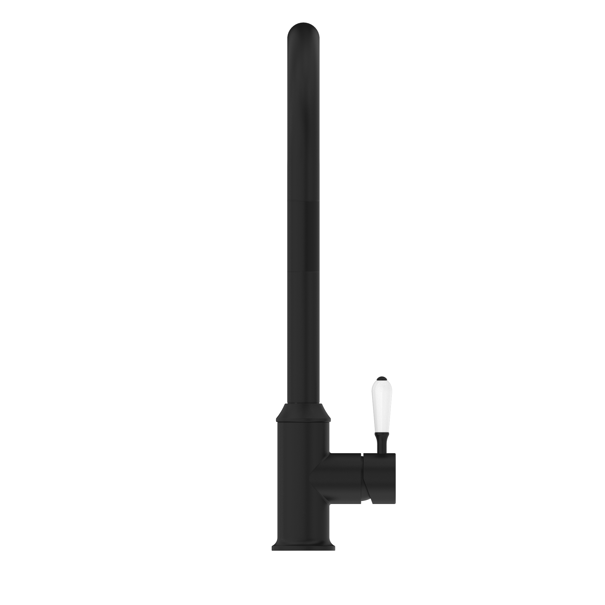 York Pull Out Sink Mixer With Vegie Spray Function With White Porcelain Lever Matte Black